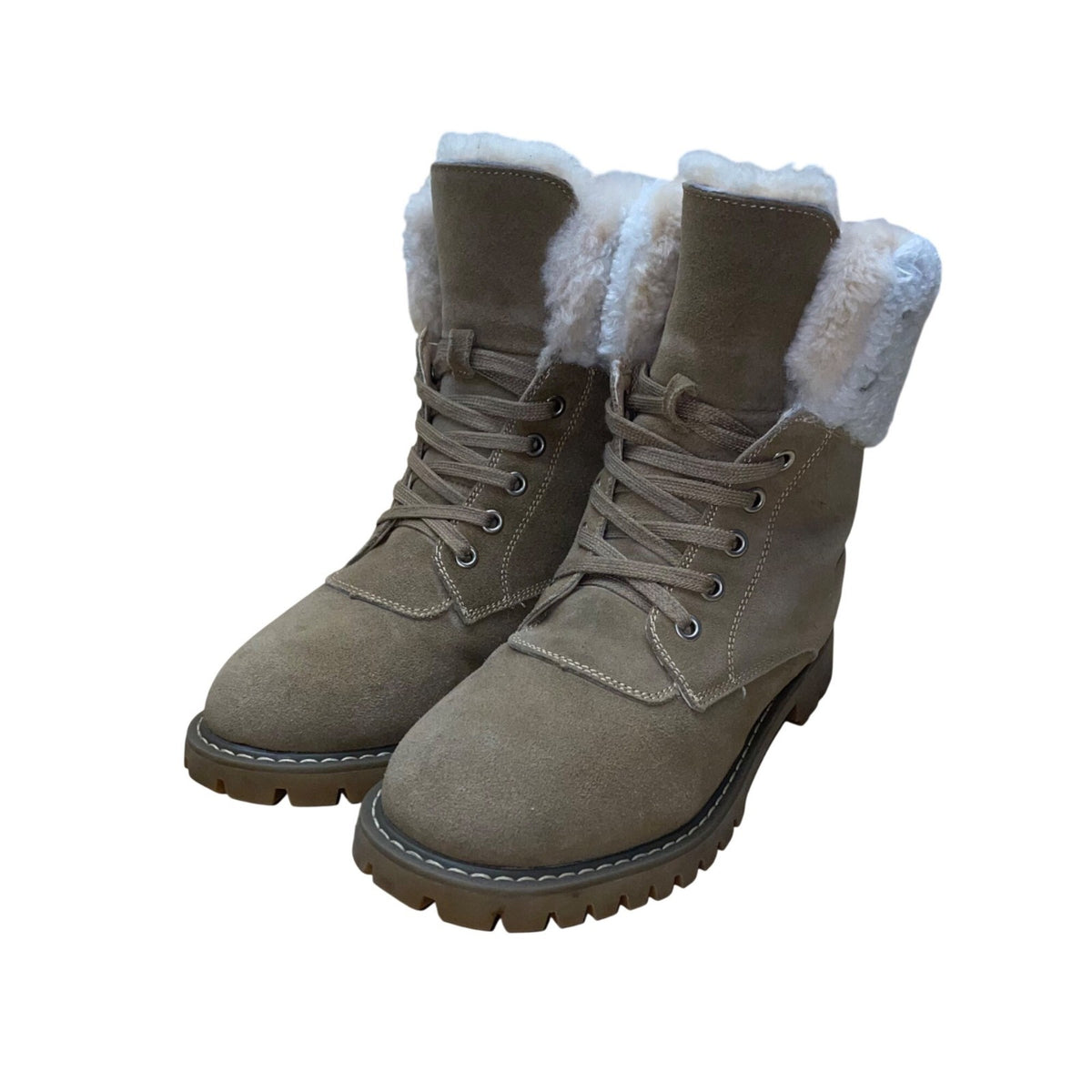 UGG Australian Shepherd Women’s Brown Suede & White Wool Mina Boots Size M6/L7