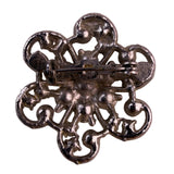 Vintage Unknown Silver Tone Floral Rhinestone Brooch Pin Jewelry