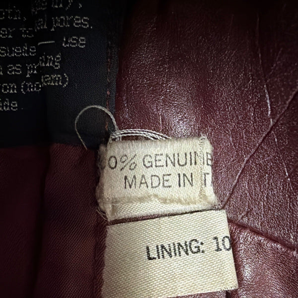 Tfc Women Maroon 100% Genuine Leather Belted Trench Coat Lined With Rayon Sz 8