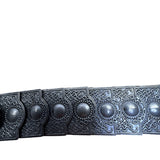 1980s Armenian Black & Silver Belt Metal Embellished Elastic Adjustable