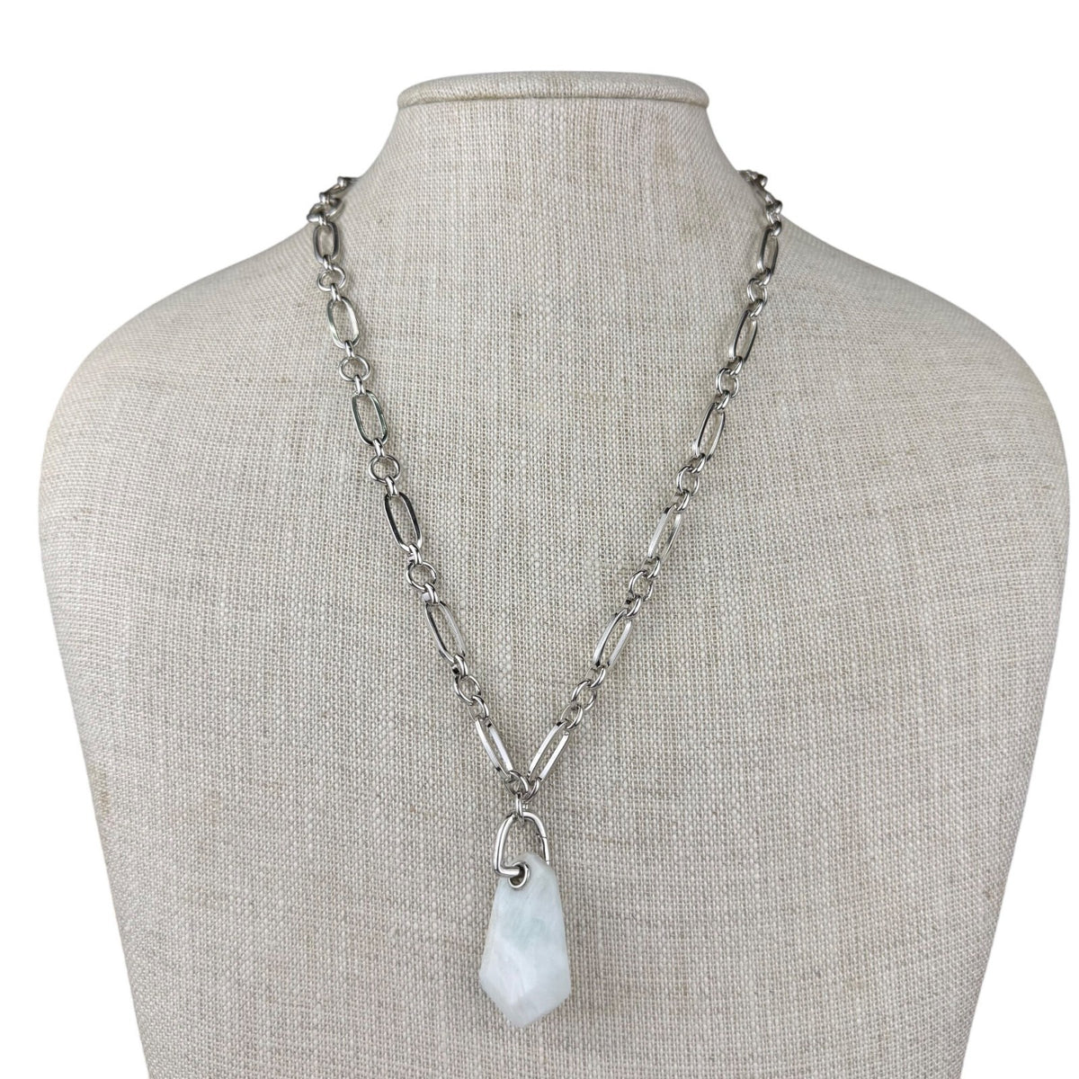 Kendra Scott Womens Silver Tone Chain Necklace With White Stone Pendant