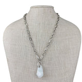 Kendra Scott Womens Silver Tone Chain Necklace With White Stone Pendant