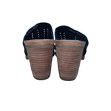 Toms Women’s Black & Brown Suede Laser-Cut Open-Toe Block Heel Sandals Size 7.5