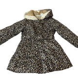 Babies Rus Toddler Girls Leopard Print Puffer Coat With Faux Fur Hood Sz 24M/2T