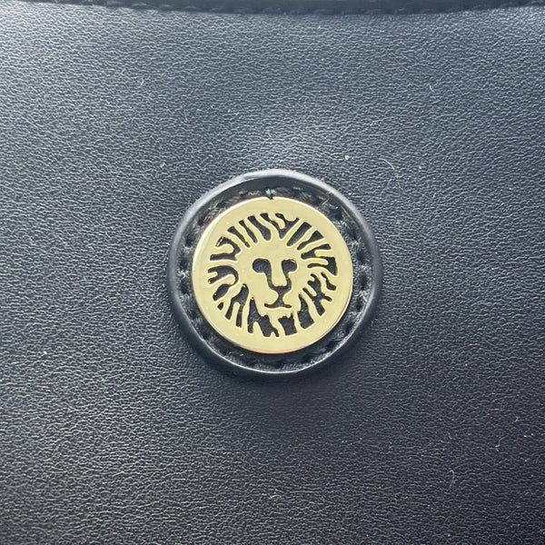 Anne Klein Floral Print Black Faux Leather Gold Accent Zipper Closure Tote Bag