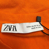 Zara Womens Orange Knit Sleeveless Sweater Viscose Blend Elastic Hem Size M