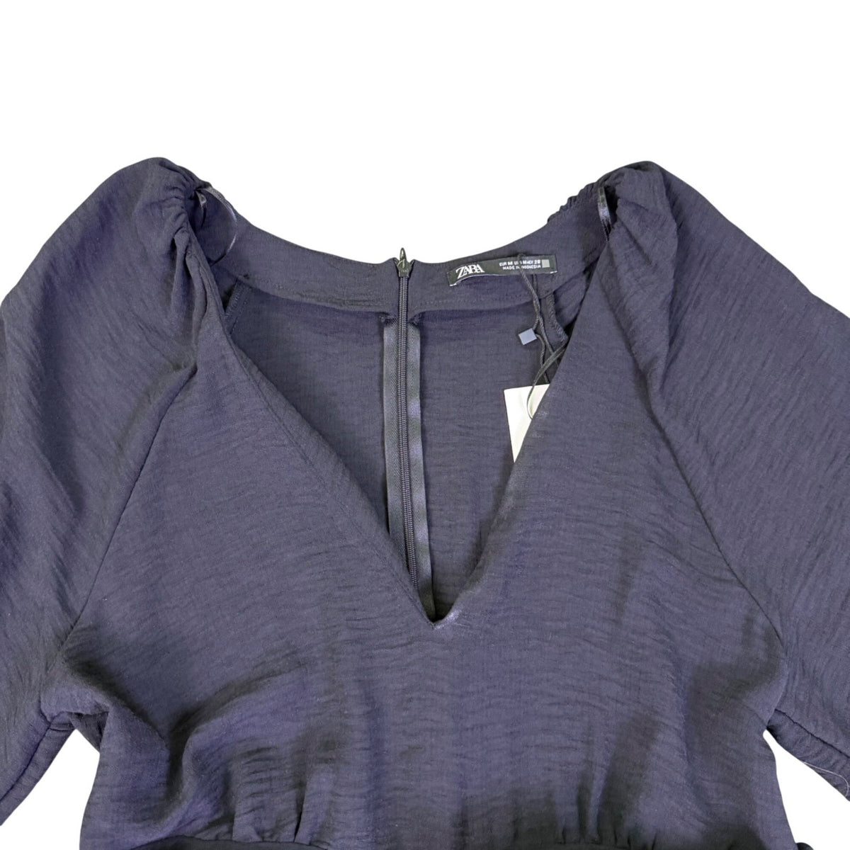 Zara Womens Navy Jumpsuit With Long Sleeves Belted Waist Size M