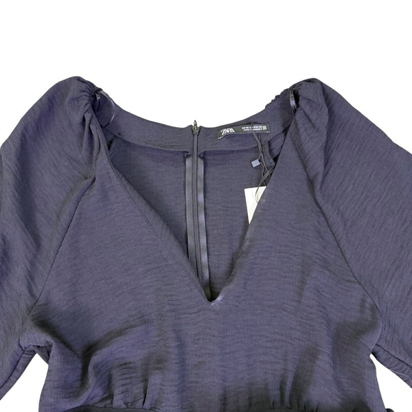 Zara Womens Navy Jumpsuit With Long Sleeves Belted Waist Size M