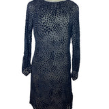 Vintage Mort Schrader Long Sleeve Black Polka Dot Dress With Rhinestone Neckline