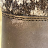 Martino Women’s Brown Leather Knit Pattern Lace-Up Doubletex Winter Boots Sz 11