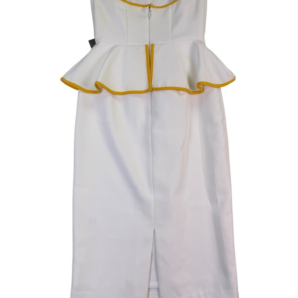 Eva Mendes Women’s White & Yellow Strapless Peplum Dress Petite Sz 0