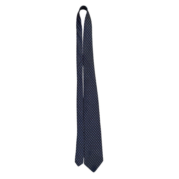 Cerruti CXIII Mens Navy Blue All Silk Patterned Tie Italy Classic Necktie