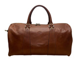 D&D Firenze Men’s Brown Leather Double Handles Shoulder Strap Travel Duffel Bag