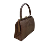 Vintage Bellestone Women’s Brown Croc Embossed Leather W Accessories Satchel Bag