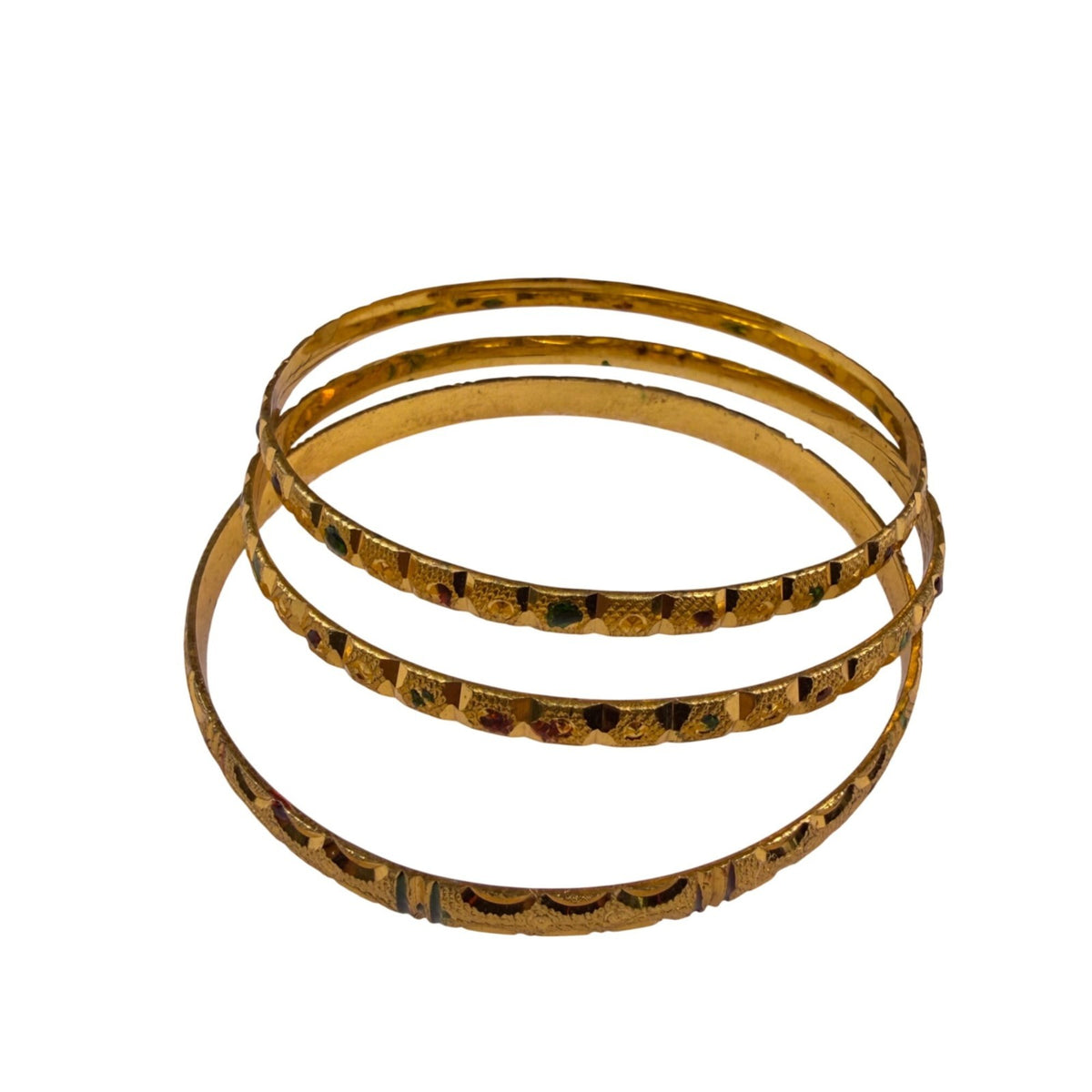 Cinery Womens Gold Tone Enamel Bangle Bracelets Set Of 3 India Design