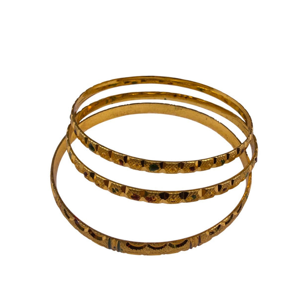 Cinery Womens Gold Tone Enamel Bangle Bracelets Set Of 3 India Design