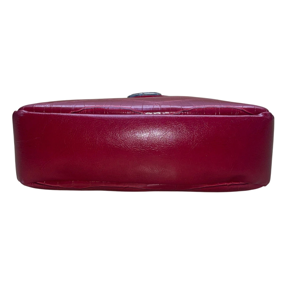 Brighton Women's Red Faux Leather Croc Embossed With Heart Accent Shoulder Bag