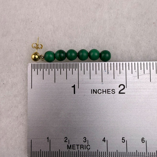 Vintage Green Malachite Womens Necklace & Gold Tone Earrings Set Elegant Design