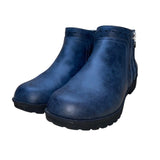 J Sport Women’s Blue Faux Leather Memory Foam Side Zip Jenna Ankle Boots Size 7M