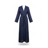 Zara Basic Womens Navy Cotton Long-Sleeve Maxi Wrap Dress With Tie Belt Sz  M