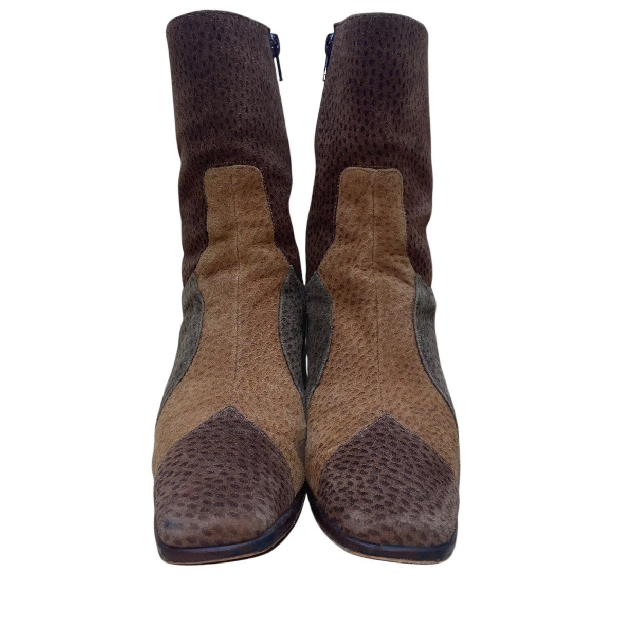 Chiarini Womens Brown & Tan Leather Mid-Calf Boots Block Heel Size 6