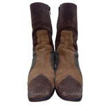 Chiarini Womens Brown & Tan Leather Mid-Calf Boots Block Heel Size 6