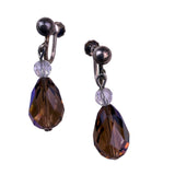 Vintage Women Amber Silver Tone Drop Screw Back Earrings Glass Crystal