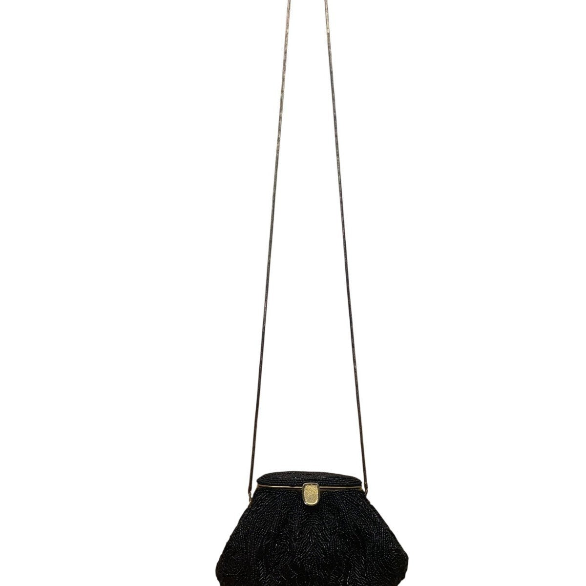 La Regale Women’s Black Beaded Gold Frame Clasp Shoulder Evening Bag