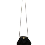 La Regale Women’s Black Beaded Gold Frame Clasp Shoulder Evening Bag