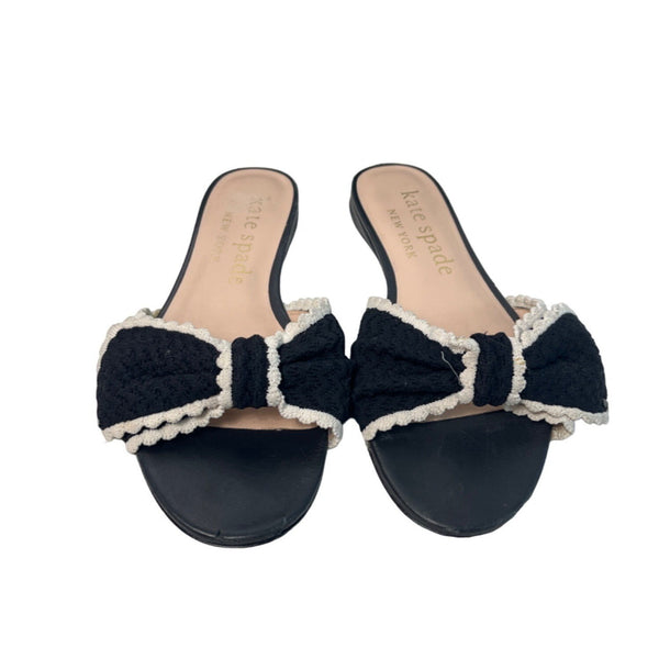 Kate Spade New York Women’s Black Bun Slip On Flat Sandals Sz 9B