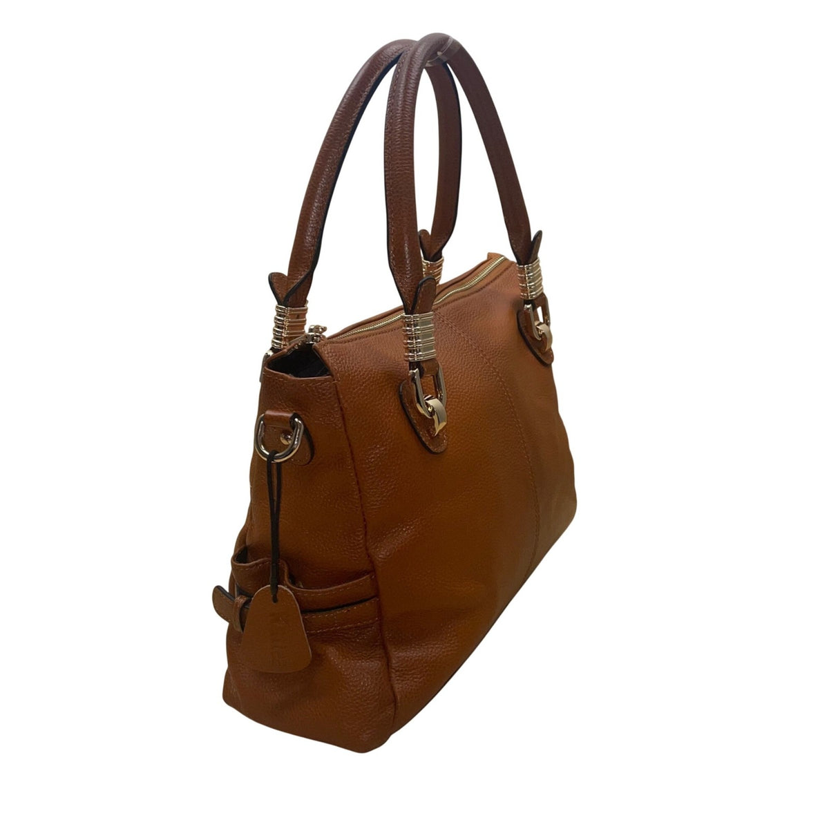 Kattee Women’s Brown Leather Structured Design Dual Handle Satchel Bag