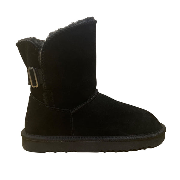 Style & Co Women’s Black Split Leather Faux Fur Lined Winter Boots Size 8M