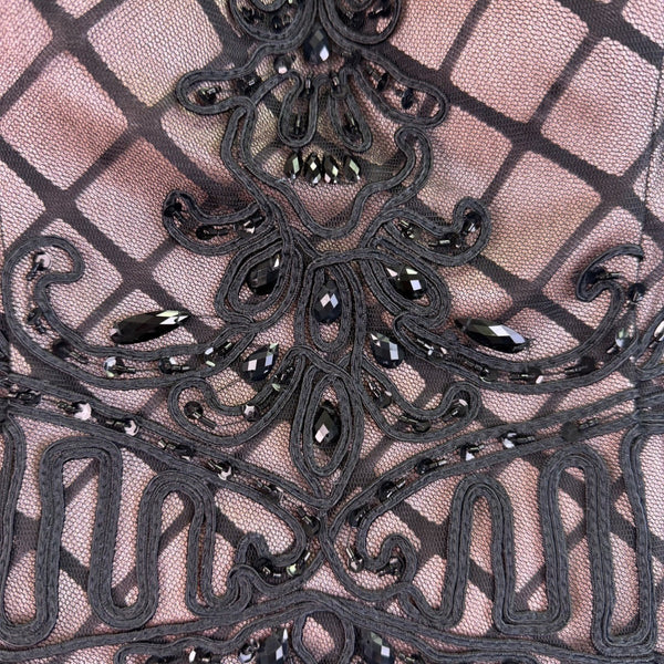 Eureka Womens Black & Nude Sleeveless Beaded Sheath Dress Size L