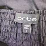 Bebe Womens Black Button-Down Sleeveless Ruffle Blouse Size S