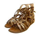 Gentle Souls Women’s Gold Leather Open Toe Lace Up Gladiator Sandals Size 6.5M