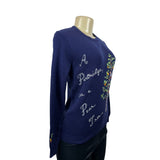 Cyn Totles Women's Dark Blue Pear Tree Design Sweater Sz M - NWT