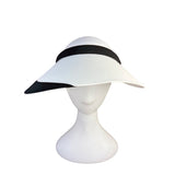 Chicos Womens Black & White Spandex Wide Brim Sun Visor Adjustable Fit