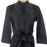 Elie Tahari Women’s Navy Blue Lace-Detail Dress With Bow-Tie Waist