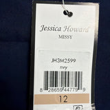 Jessica Howard Womens Navy Midi Fit & Flare Dress Size 12 Tag