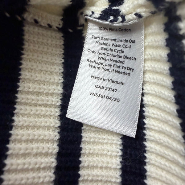 Talbots Womens White & Navy Cotton Striped Buttoned Sweater Plus Size 1X EUC