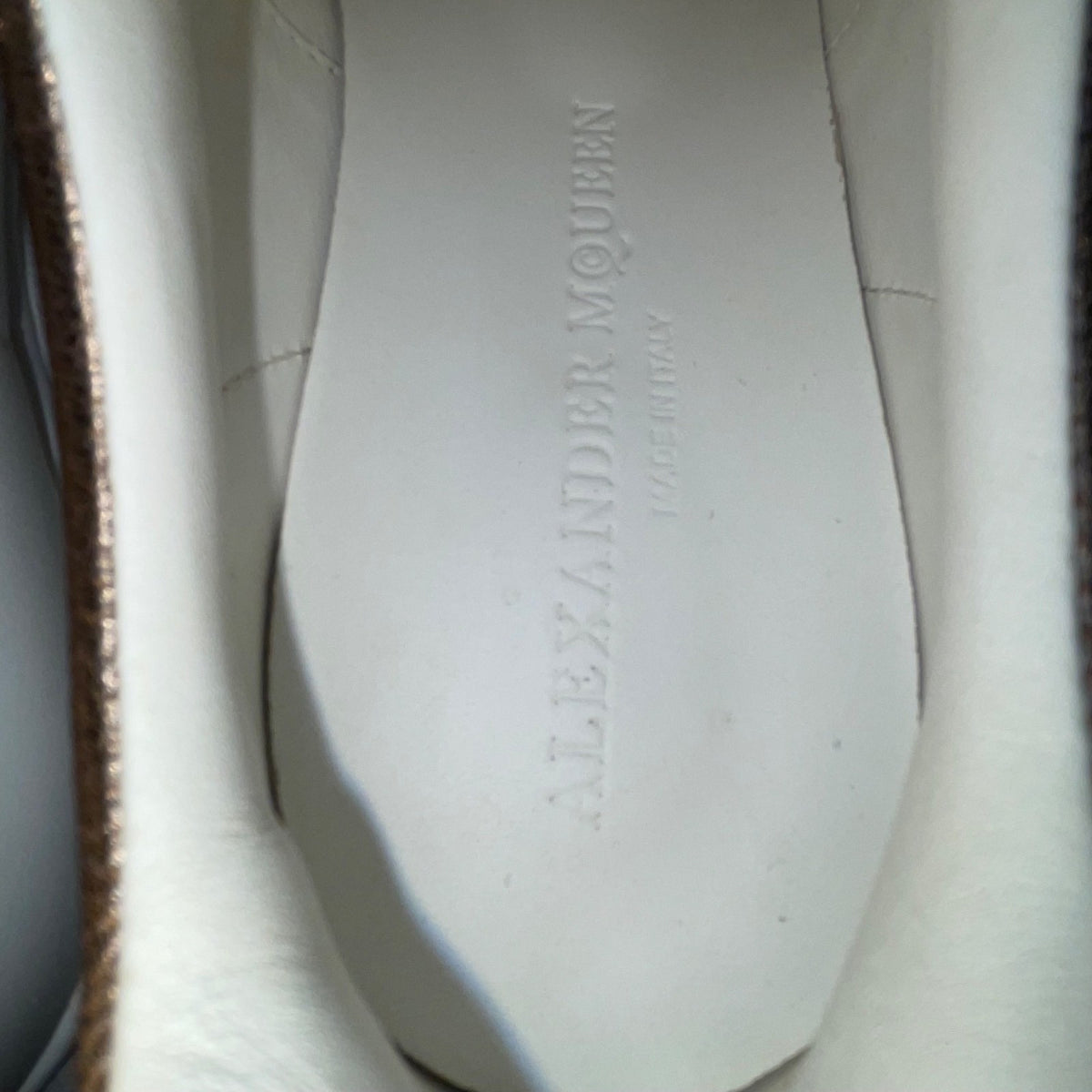 Alexander McQueen Women’s White & Gold Leather Platform Sneaker Size 7US