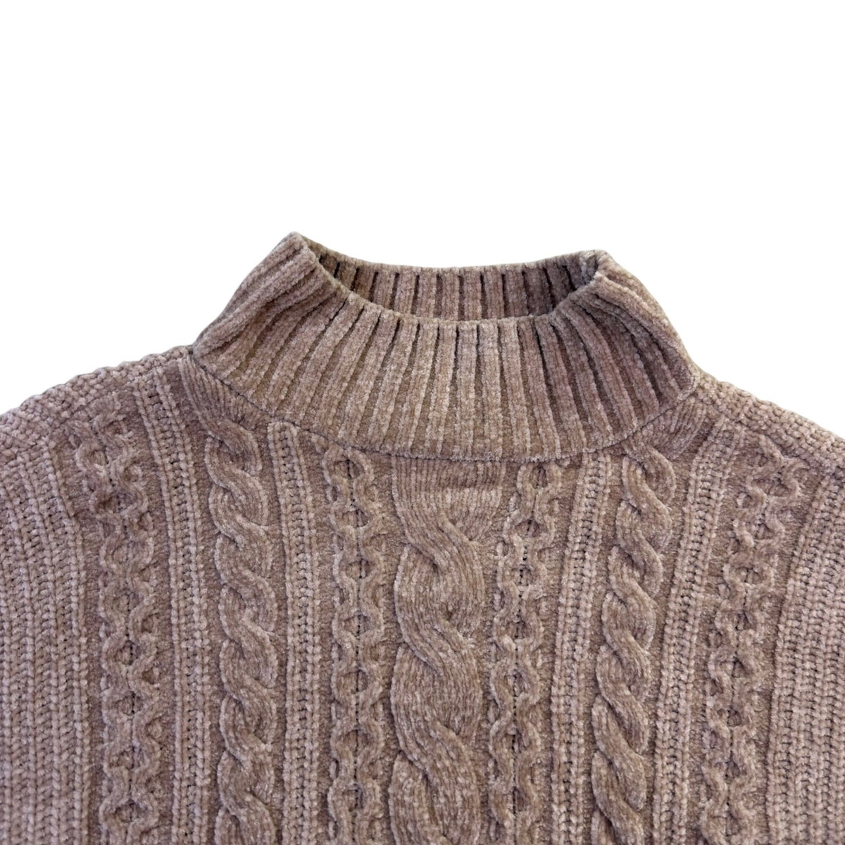 Rachel Zoe Womens Beige Cable Knit Cropped Turtleneck Sweater Size S