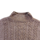 Rachel Zoe Womens Beige Cable Knit Cropped Turtleneck Sweater Size S