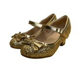K Komforme Girls Gold Glitter Mary Jane Bow Dress Shoes Size 10.5M