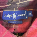 Ralph Lauren Red Plaid Cotton Button-Down Shirt Long Sleeve Classic Fit Sz XL