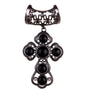 Crystal Silver Tone Black Cross Pendant For Scarf Detailed Elegant Jewelry