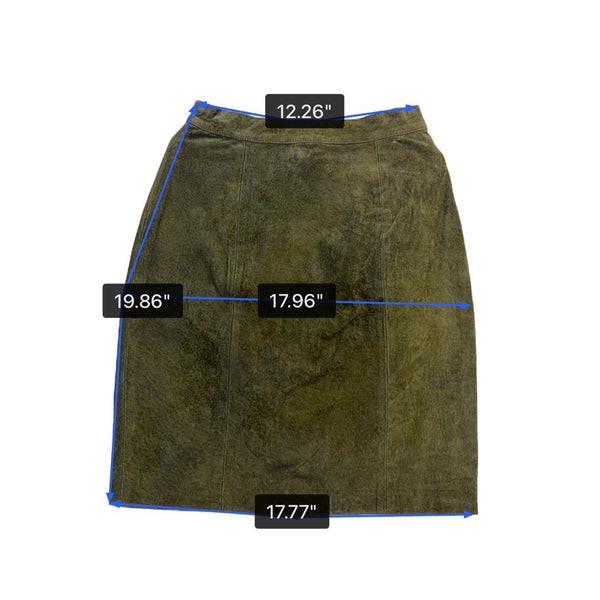 Casual Corner Womens Olive Green Leather Pencil Skirt Size 6 Fitted Waist
