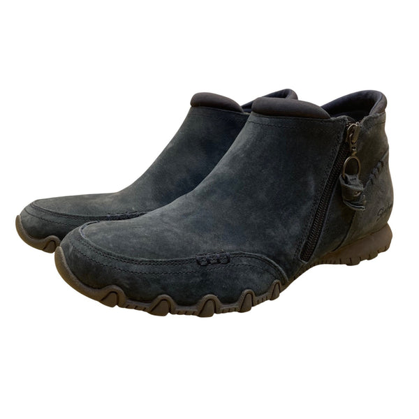 Skechers Women's Navy Leather Air-Cooled Memory Foam Ankle Boots Size 9.5