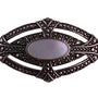 Vintage Silver Tone Brooch Marcasite & Mother-Of-Pearl Oval Design