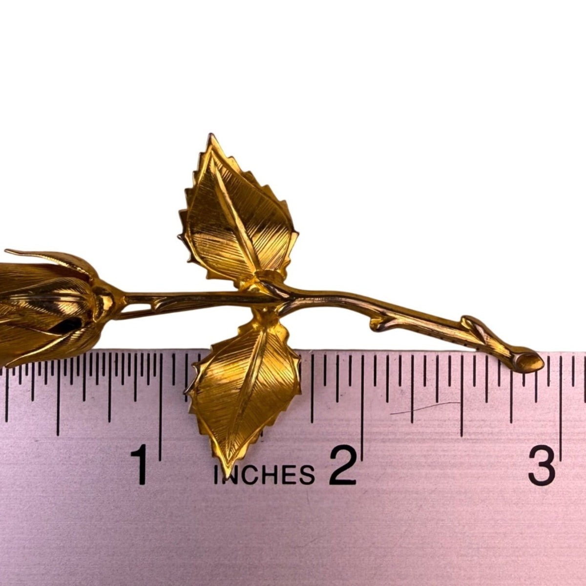 Vintage Unknown Gold Tone Metal Rose Brooch Pin Elegant Floral Design